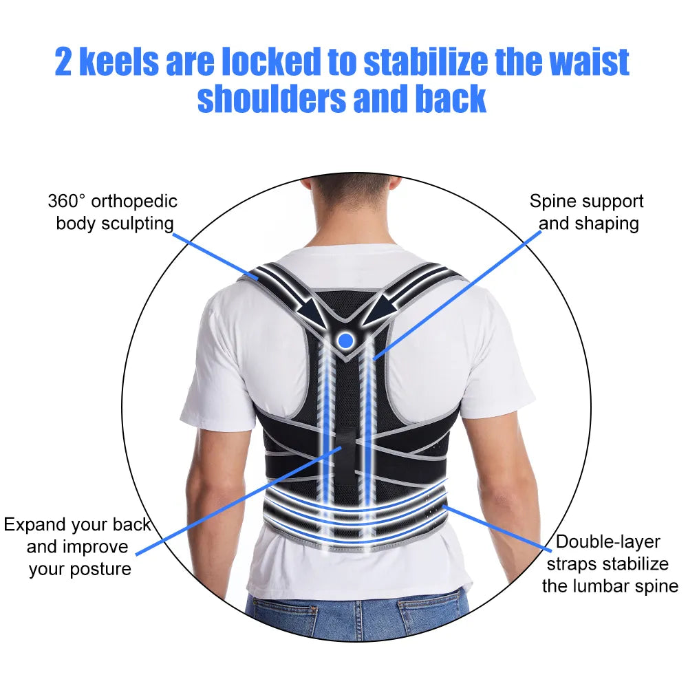 Straight Back Posture Corrector Shoulder Lumbar Brace